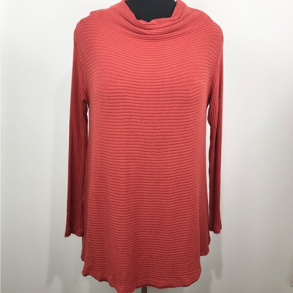 We the Free Rust Orange Ribbed Knit Casual Pullover Top